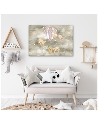 Leinwandbild - Heißluftballon fliegendes Haus und Fisch | Feeby