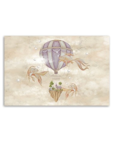 Leinwandbild - Heißluftballon fliegendes Haus und Fisch | Feeby