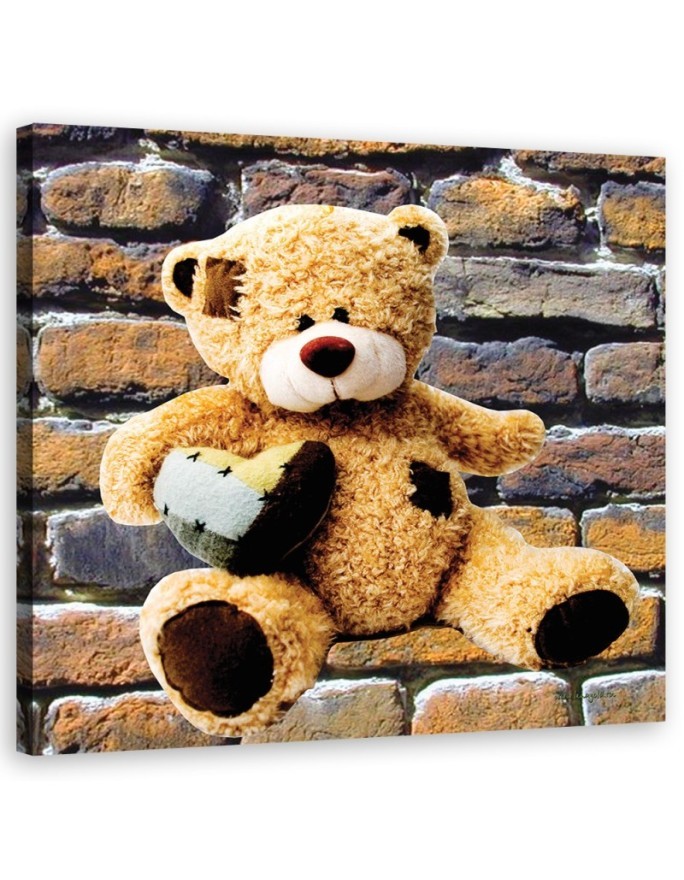 Bild auf Leinwand - Teddybär mit Herz | Feeby