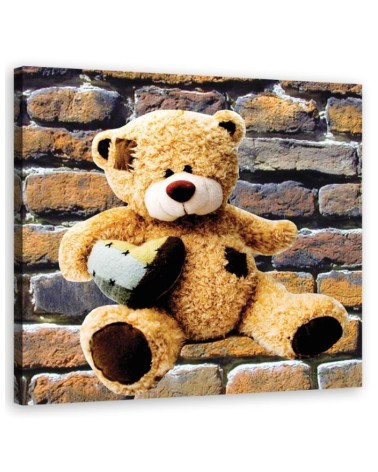 Canvas prints for children's room - Plush teddy bear with heart | FEEBY