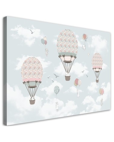 Children's Canvas prints - Colourful animals with balloon flight | FEEBY