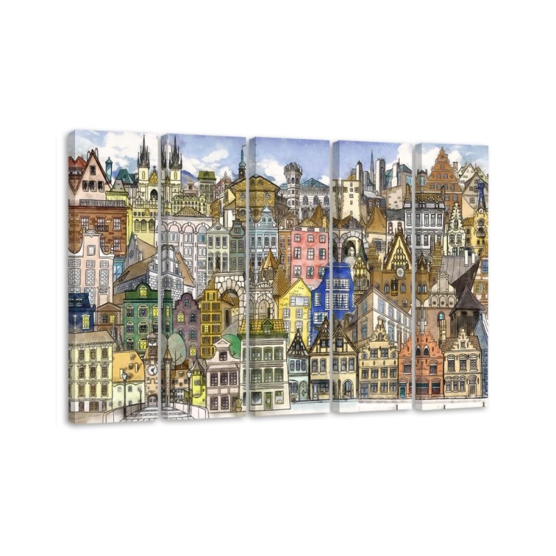 Bild auf Leinwand - Fröhliche Stadt | Feeby
