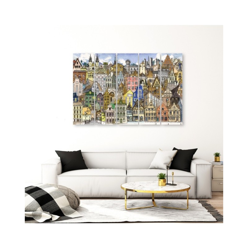 Bild auf Leinwand - Fröhliche Stadt | Feeby