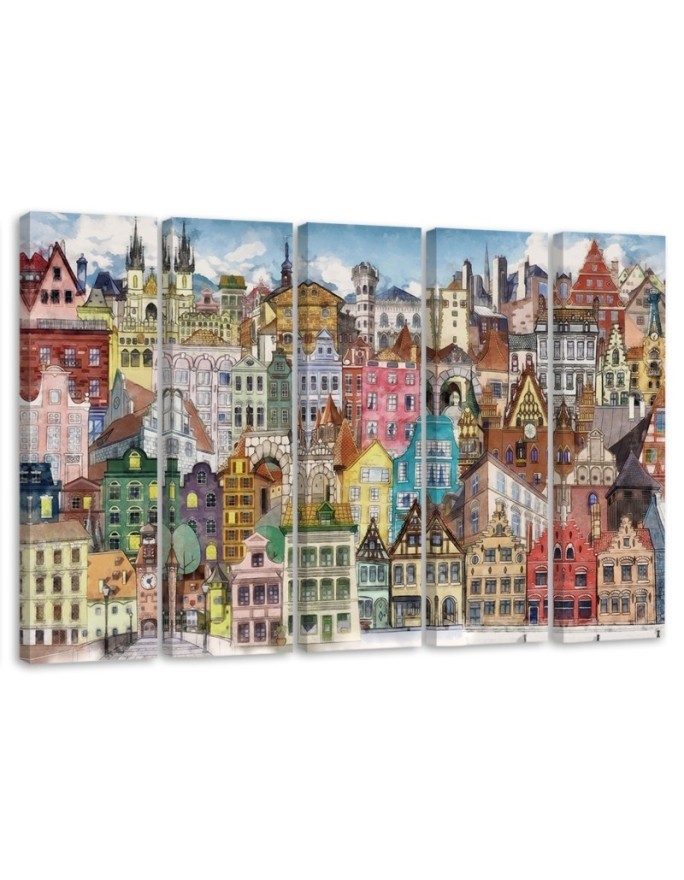 Leinwandbild modern - Fröhliche Stadt | Feeby