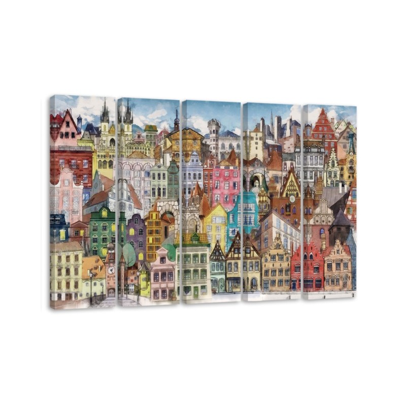 Leinwandbild modern - Fröhliche Stadt | Feeby