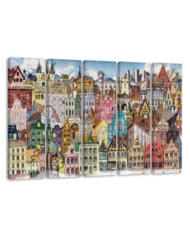 Leinwandbild modern - Fröhliche Stadt | Feeby