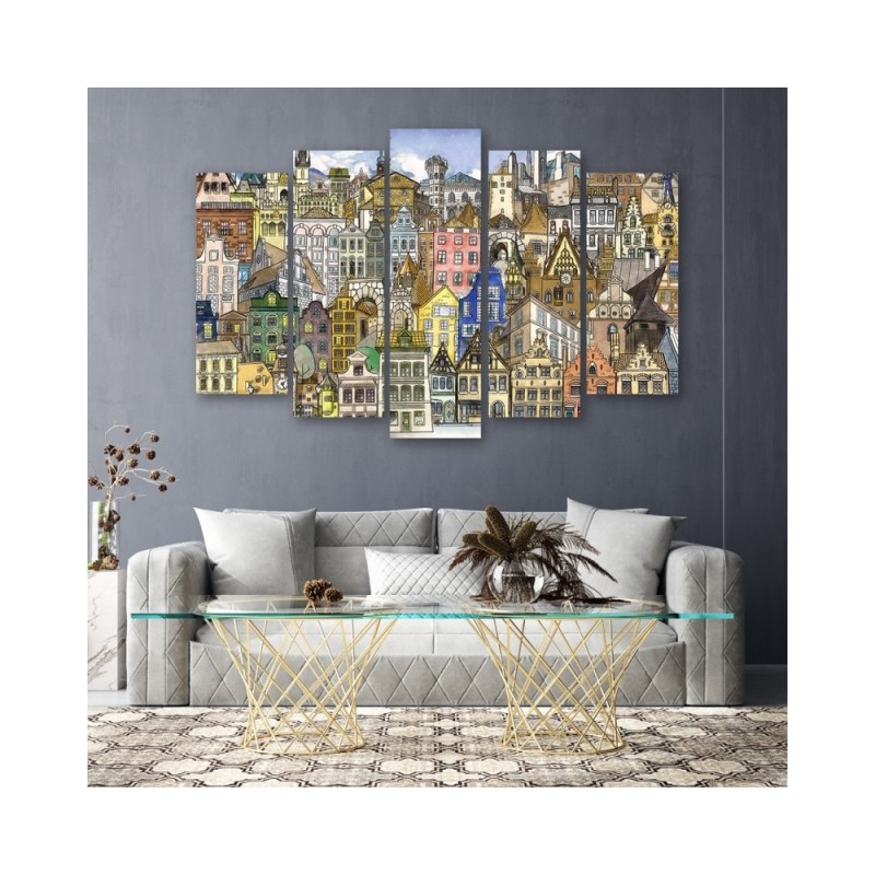 Bild auf Leinwand - Fröhliche Stadt | Feeby