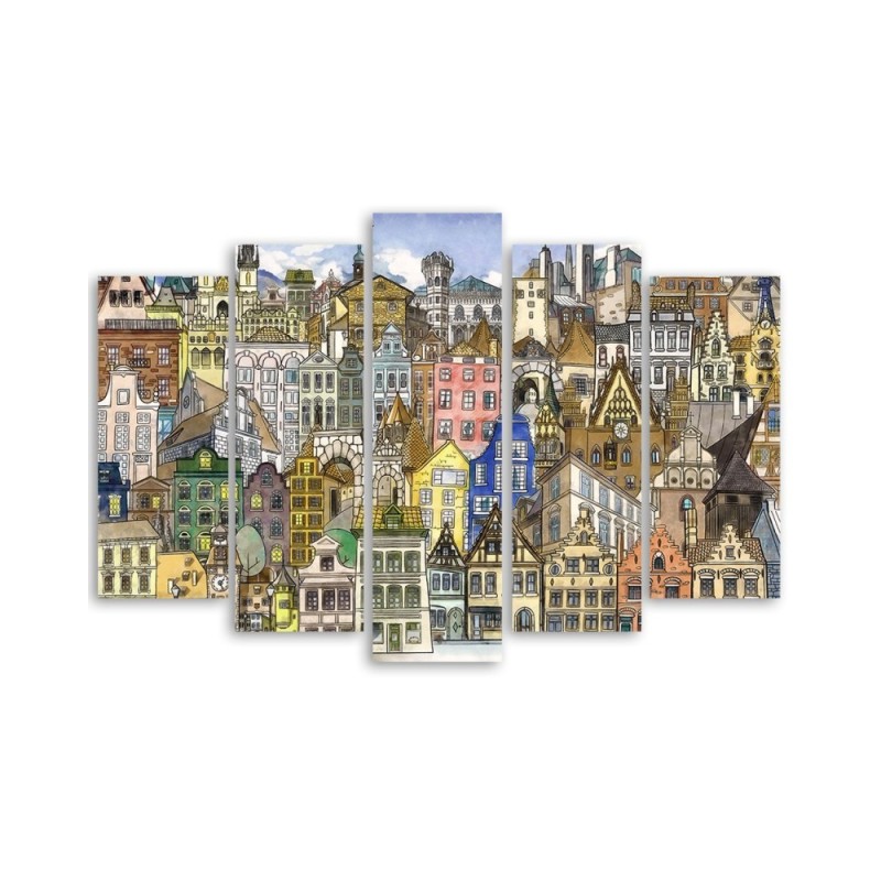 Bild auf Leinwand - Fröhliche Stadt | Feeby