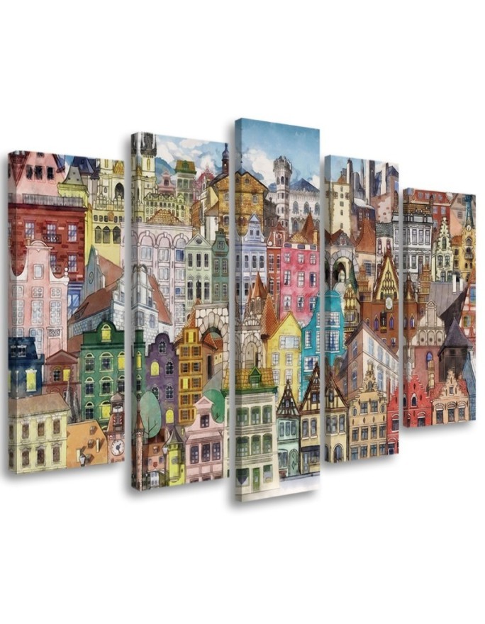 Leinwanddruck - Fröhliche Stadt | Feeby