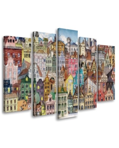 Canvas print for children 5 parts - Colourful city | FEEBY