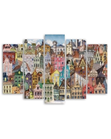 Leinwanddruck - Fröhliche Stadt | Feeby