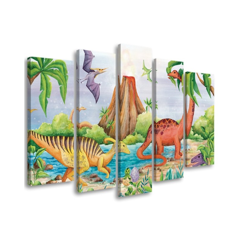 Bild auf Leinwand - Dinosaurier am See | Feeby