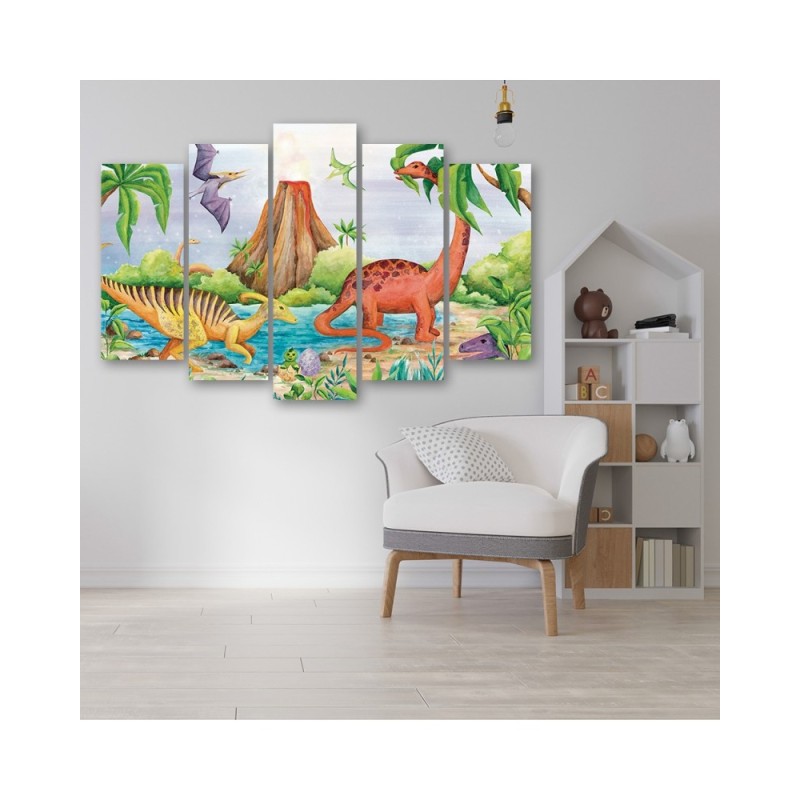 Bild auf Leinwand - Dinosaurier am See | Feeby