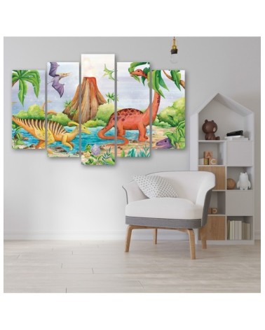 Bild auf Leinwand - Dinosaurier am See | Feeby