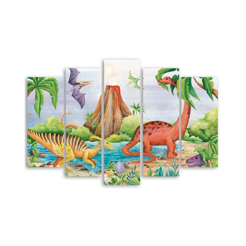 Bild auf Leinwand - Dinosaurier am See | Feeby