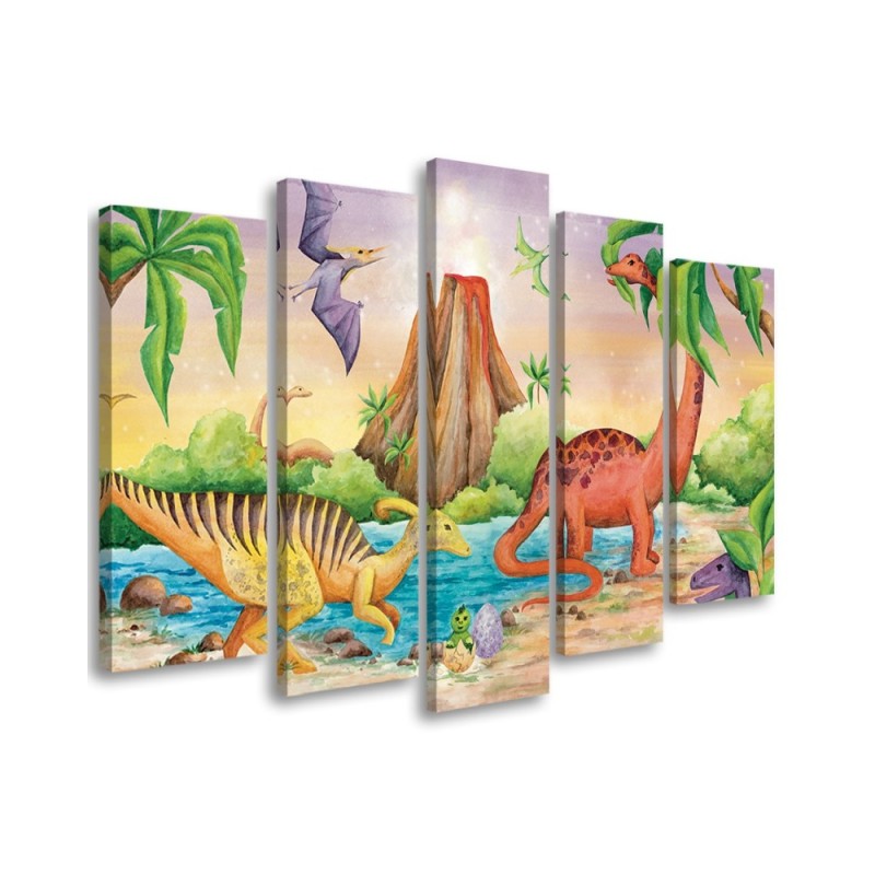 Leinwandbild modern - Dinosaurier am See | Feeby