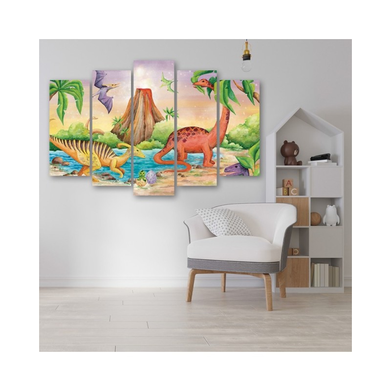 Leinwandbild modern - Dinosaurier am See | Feeby