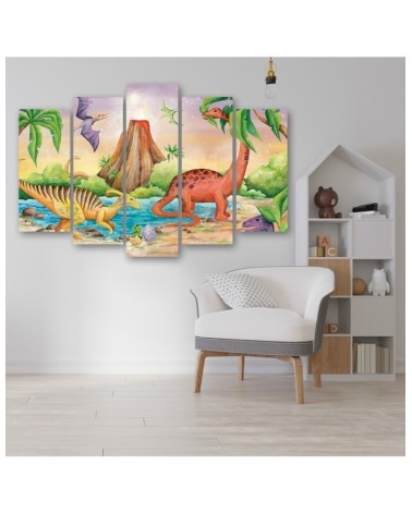 Leinwandbild modern - Dinosaurier am See | Feeby