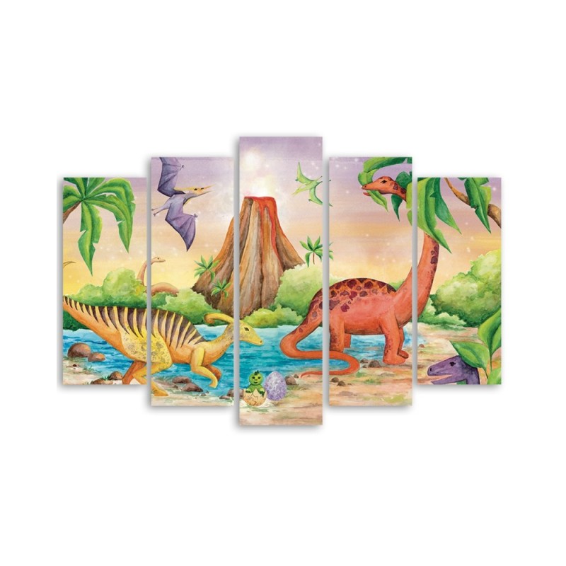 Leinwandbild modern - Dinosaurier am See | Feeby