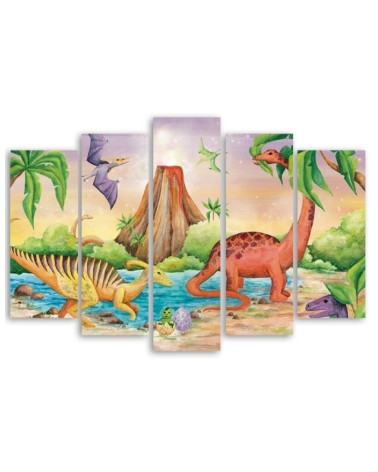 Leinwandbild modern - Dinosaurier am See | Feeby