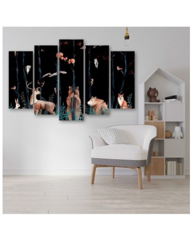 Dekoratives Leinwandbild - Waldtiere Hirschbär Fuchs | Feeby