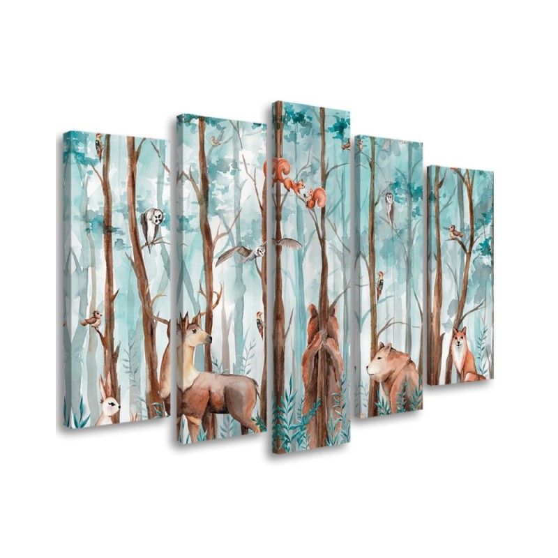 Leinwandbild - Waldtiere Hirschbär Fuchs | Feeby