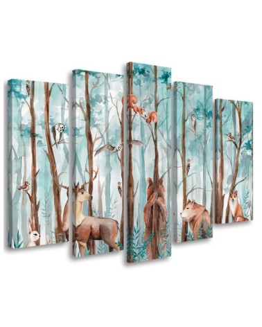 Leinwandbild - Waldtiere Hirschbär Fuchs | Feeby