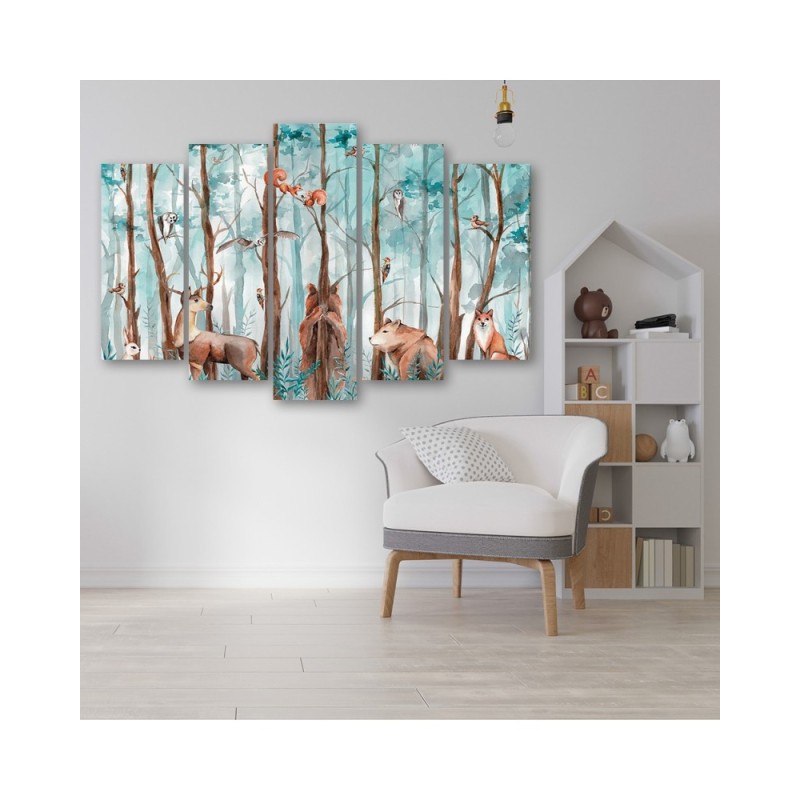 Leinwandbild - Waldtiere Hirschbär Fuchs | Feeby