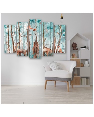 Leinwandbild - Waldtiere Hirschbär Fuchs | Feeby