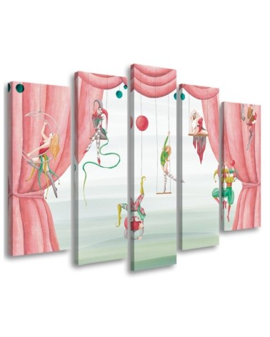 Canvas print for children's room 5 parts - Acrobats circus | FEEBY