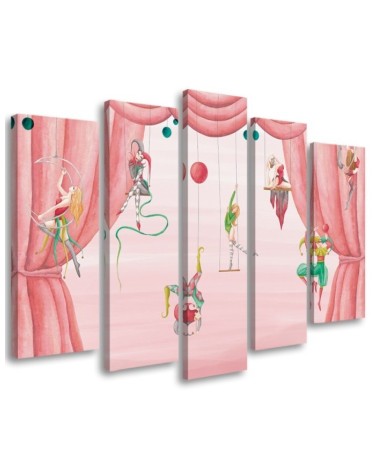Canvas print for children's room 5 parts - Acrobats circus | FEEBY