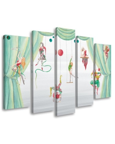 Canvas print for children's room 5 parts - Acrobats circus | FEEBY