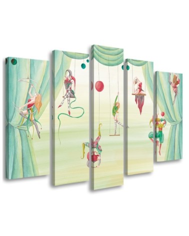 Canvas print for children's room 5 parts - Acrobats circus | FEEBY