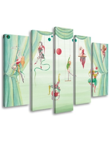 Canvas print for children's room 5 parts - Acrobats circus | FEEBY