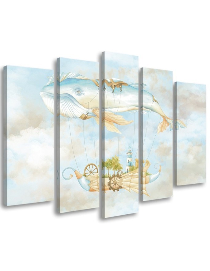 Wandbild für Wohnzimmer - Fliegerwal und Schiff | Feeby