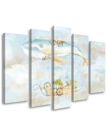 Wandbild für Wohnzimmer - Fliegerwal und Schiff | Feeby