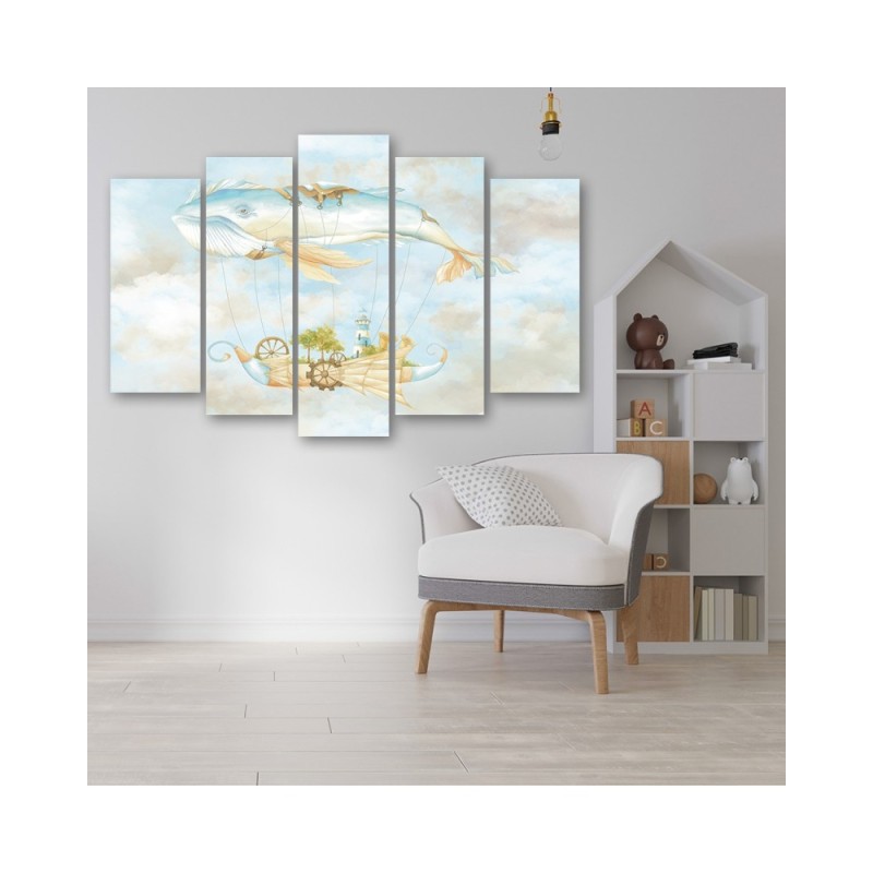 Wandbild für Wohnzimmer - Fliegerwal und Schiff | Feeby