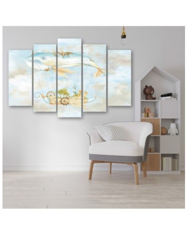 Wandbild für Wohnzimmer - Fliegerwal und Schiff | Feeby