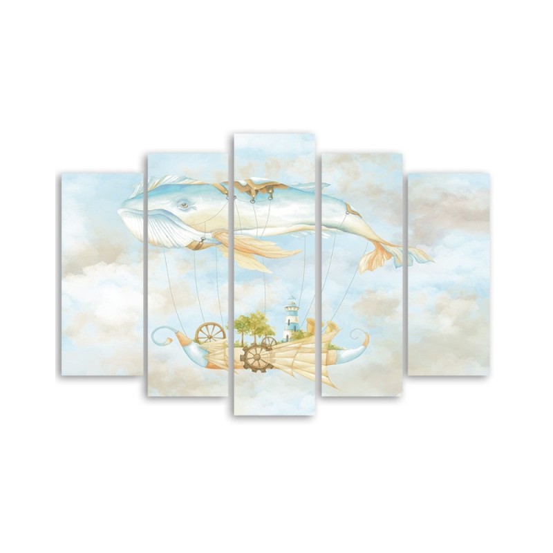 Wandbild für Wohnzimmer - Fliegerwal und Schiff | Feeby