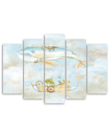 Wandbild für Wohnzimmer - Fliegerwal und Schiff | Feeby