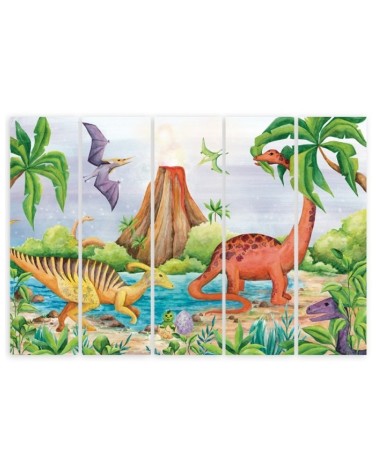 Dekoratives Leinwandbild - Dinosaurier am See | Feeby