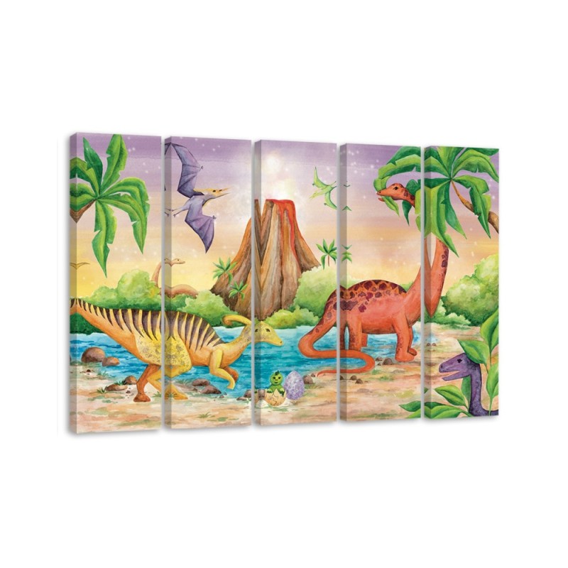 Leinwandbild - Dinosaurier am See | Feeby