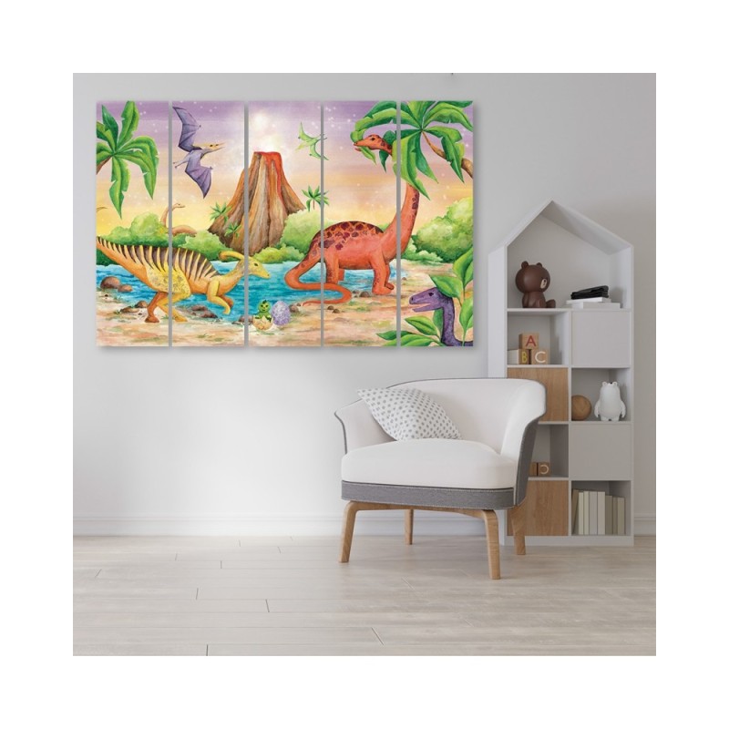 Leinwandbild - Dinosaurier am See | Feeby