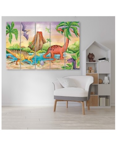 Leinwandbild - Dinosaurier am See | Feeby