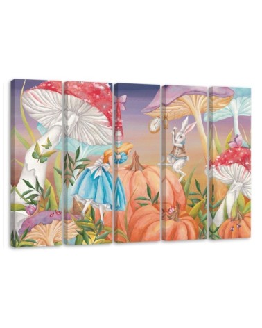 Children's Canvas painting five-part - Little Alice in the land of wonders | FEEBY