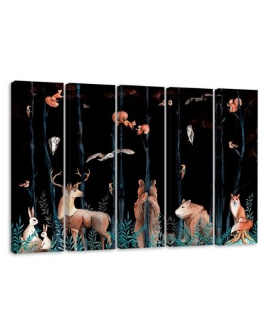 Children's painting five parts - Forest animals deer bear fox | FEEBY