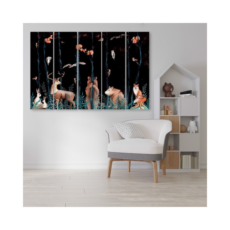 Leinwandbild modern - Waldtiere Hirschbär Fuchs | Feeby