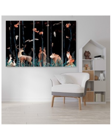 Leinwandbild modern - Waldtiere Hirschbär Fuchs | Feeby