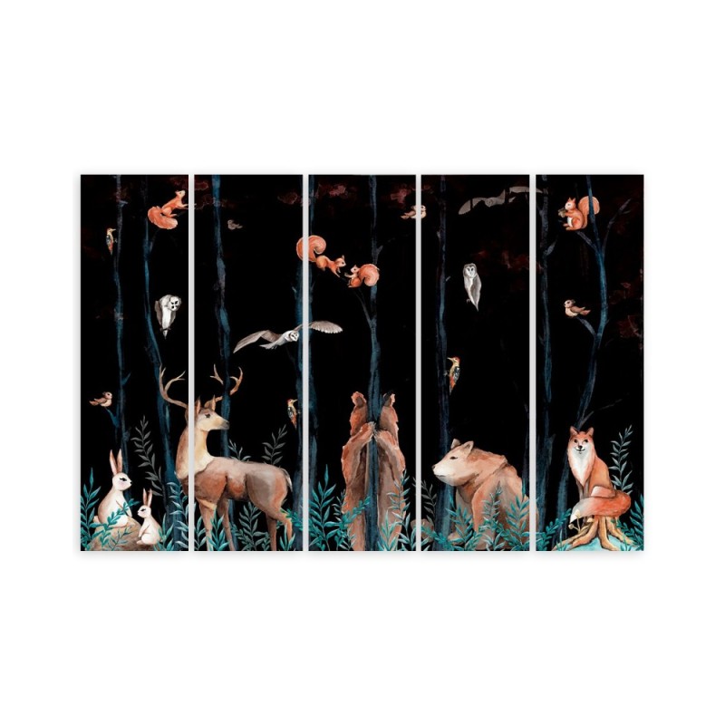 Leinwandbild modern - Waldtiere Hirschbär Fuchs | Feeby