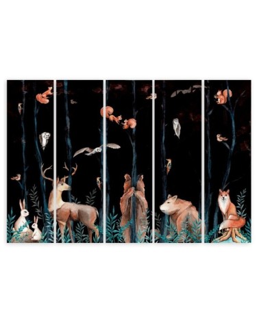 Leinwandbild modern - Waldtiere Hirschbär Fuchs | Feeby